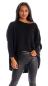 Preview: Strickpullover Pullover Rundhals-Ausschnitt Vorne kurz Hinten lang Schwarz